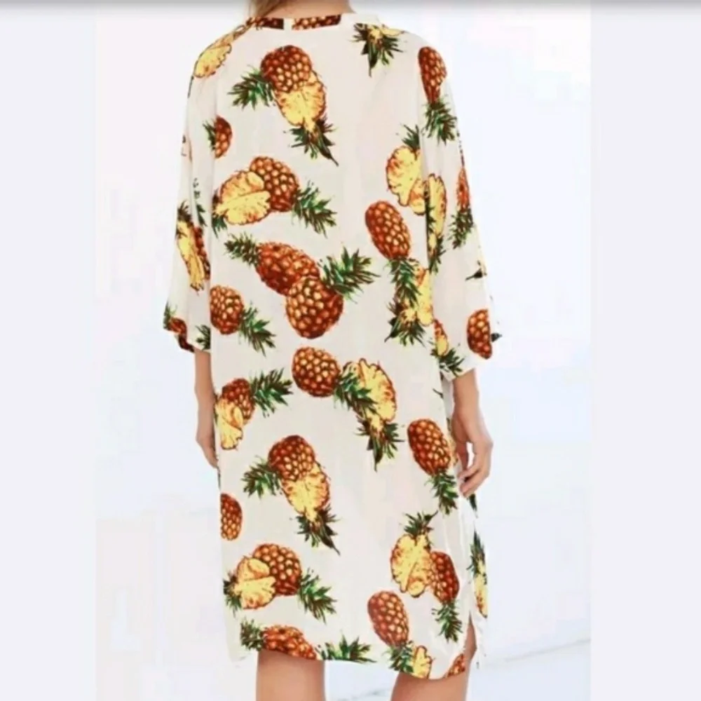 TOP TROPICAL PINEAPPLE PRINT KIMONO